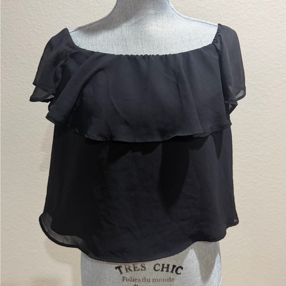 Decree Black Ruffle Off-Shoulder Blouse
